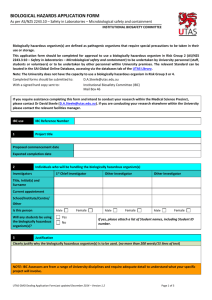 Application Form for use of Biological Organisms (Risk Group 2)