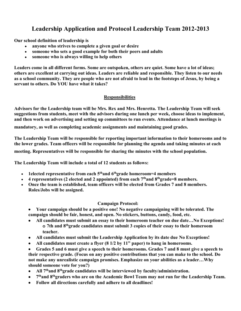 letter of application for school leadership position
