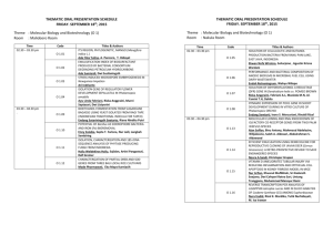 Thematic Oral Presentation Schedule