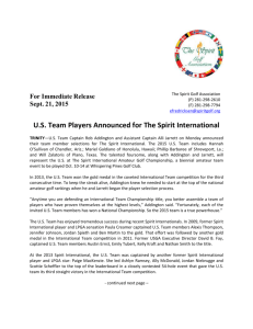 US Team Announced - The Spirit International