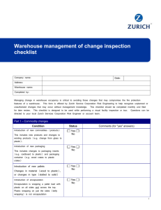 Warehouse management of change inspection checklist