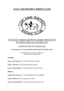 Lloc Show – Veteran Qualifier Schedule 26 May