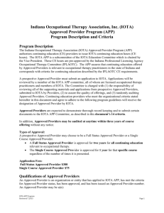 Information & Criteria - Indiana Occupational Therapy Association