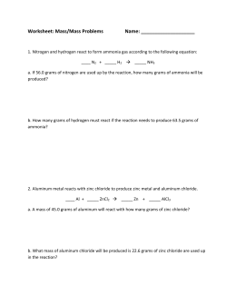 Chemistry – Stoichiometry Worksheet