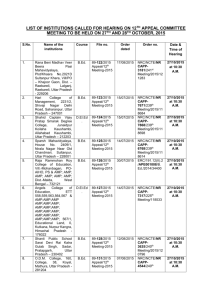 LIST OF INSTITUTIONS CALLED FOR HEARING ON 12TH APPEAL