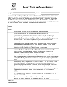 Faculty Course and Syllabus Checklist
