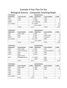 Example 4 Year Plan for the Biological Science