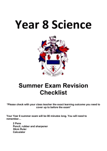 Year 8 Science Summer Exam Revision Checklist *Please check