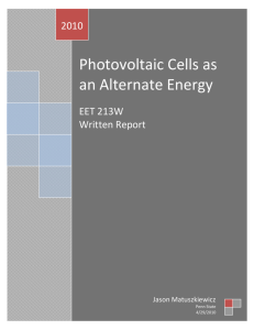 Photovoltaic Cells as an Alternate Energy