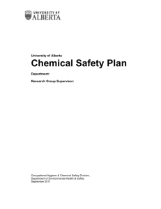 Chemical Safety Plan - University of Alberta