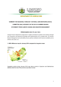 Summary for seasonal forecast for the period March 2014 to July 2014