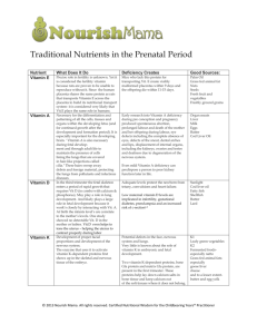 Traditional Nutrients in the Prenatal Period Nutrient What Does It Do