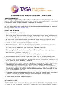 Refereed Paper Specifications - TASA 2016