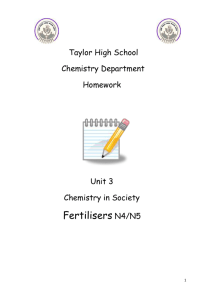 Taylor High School Chemistry Department Homework Unit 3