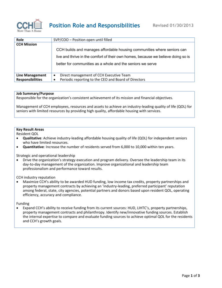 Job Role Responsibity Template