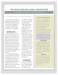 7th Grade 2015-2016 family newsletter