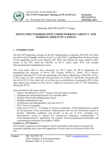 Issue Paper of Sub WG ITU-T - Asia