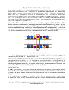 Day 1: Mitochondrial DNA and Ancestry