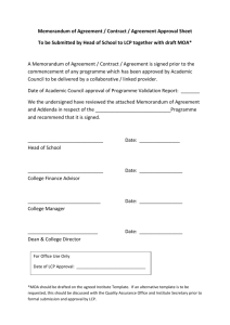 Memorandum of Agreement / Contract / Agreement Approval Sheet