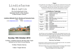 Sunday October 19, 2014 - Invercargill Methodist Parish