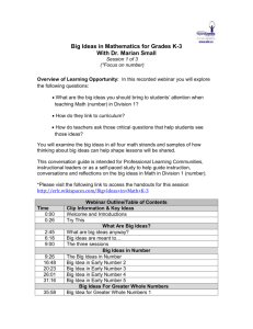 Big Ideas in Mathematics for Grades K-3 With Dr