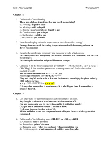 CH 117 Spring 2015Worksheet 19 Chapter 16 Define each of the