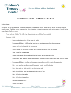 Behavior Check List - Children`s Therapy Center
