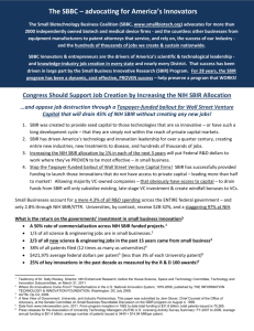 Increasing the NIH SBIR Serves our National Priority of Job Creation