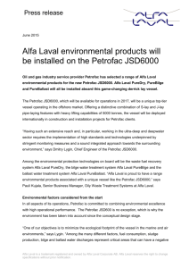 Alfa Laval environmental products will be installed on the Petrofac
