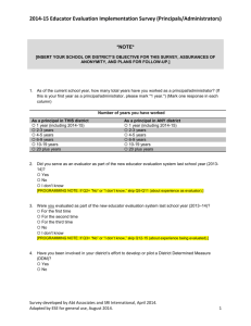 Educator Evaluation Implementation Principal Survey