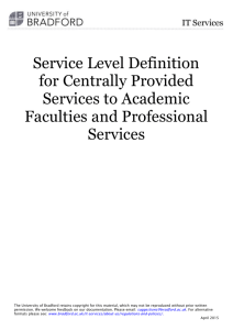 Service Level Definition for Centrally Provided Services to Academic