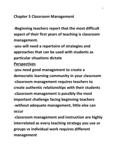 teaching methods Chapter 5 Classroom Management