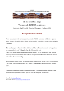 1 giugno 2016 Young Scholars` Workshop