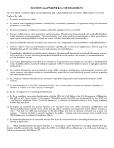 section 504 parent rights statement