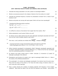 full question paper on dual nature and atom nculei