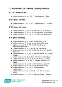 27 November 2015 RNIB Lottery winners