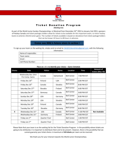 Ticket Donation Program (Waiting List) As part of the World Junior