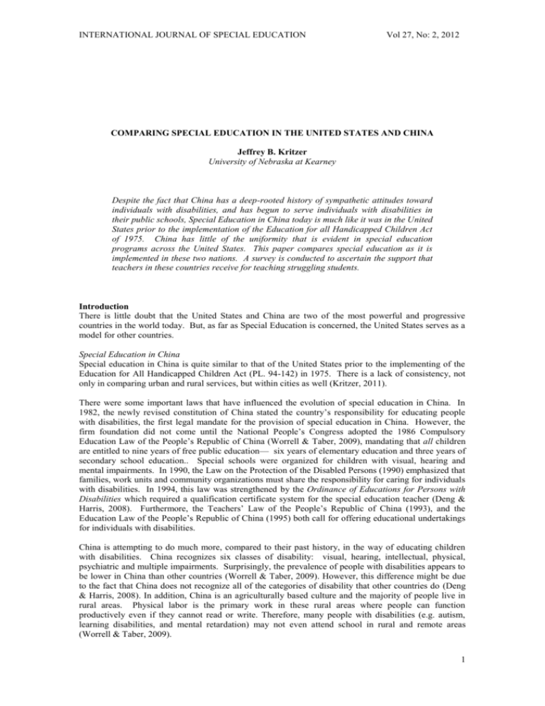 Comparing Special Education In The United States And China