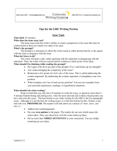 Tips for the GRE Writing Portion Issue Topic