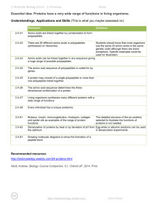 2. Molecular Biology (Core) – 2.4 Proteins Name: Essential idea