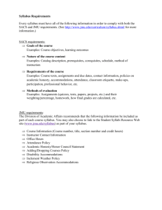 Departmental Syllabus Checklist & Guidelines