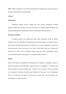 Title: “Spinal Anaesthesia versus General Anaesthesia For