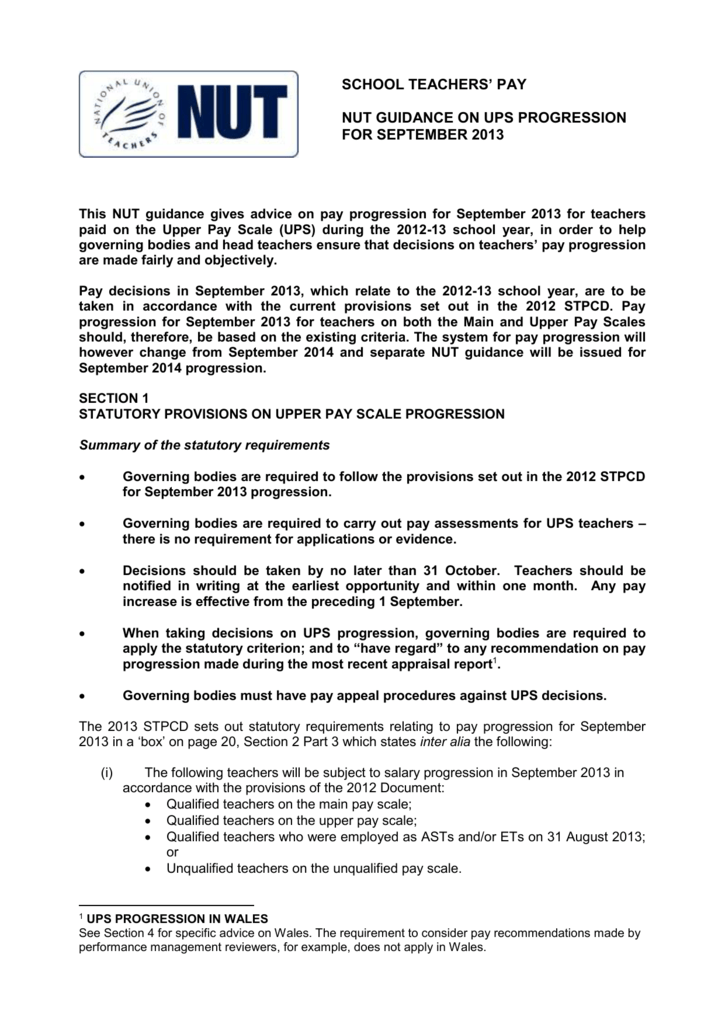 Upper Pay Scale Evidence Examples