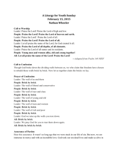 A Liturgy for Youth Sunday February 15, 2015