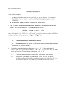 Year 12 Chemistry Stage 3 CACULATIONS ASSIGNMENT Please