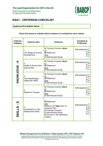 KSA1 Criterion Checklist
