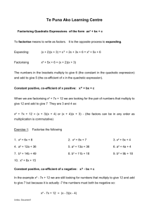 Factorising Quadratic Expressions