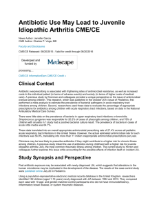 Antibiotic Use May Lead to Juvenile Idiopathic Arthritis CME/CE