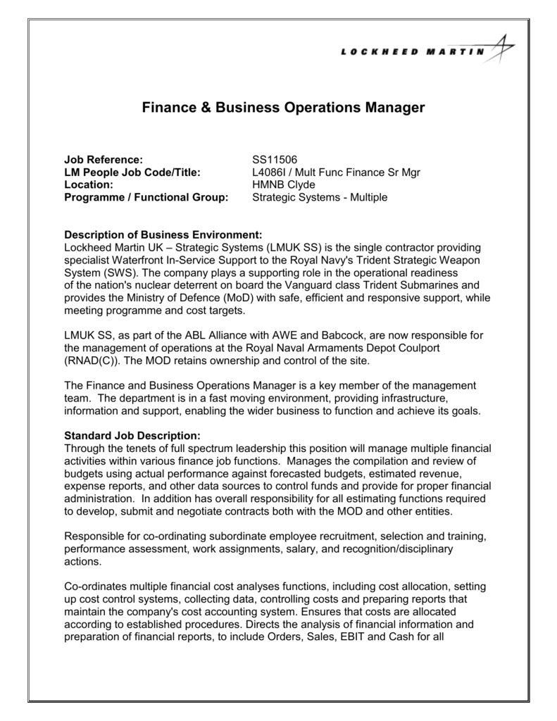 Finance & Business Operations Manager