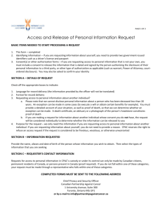 PAGE 1 OF 2 Access and Release of Personal Information Request